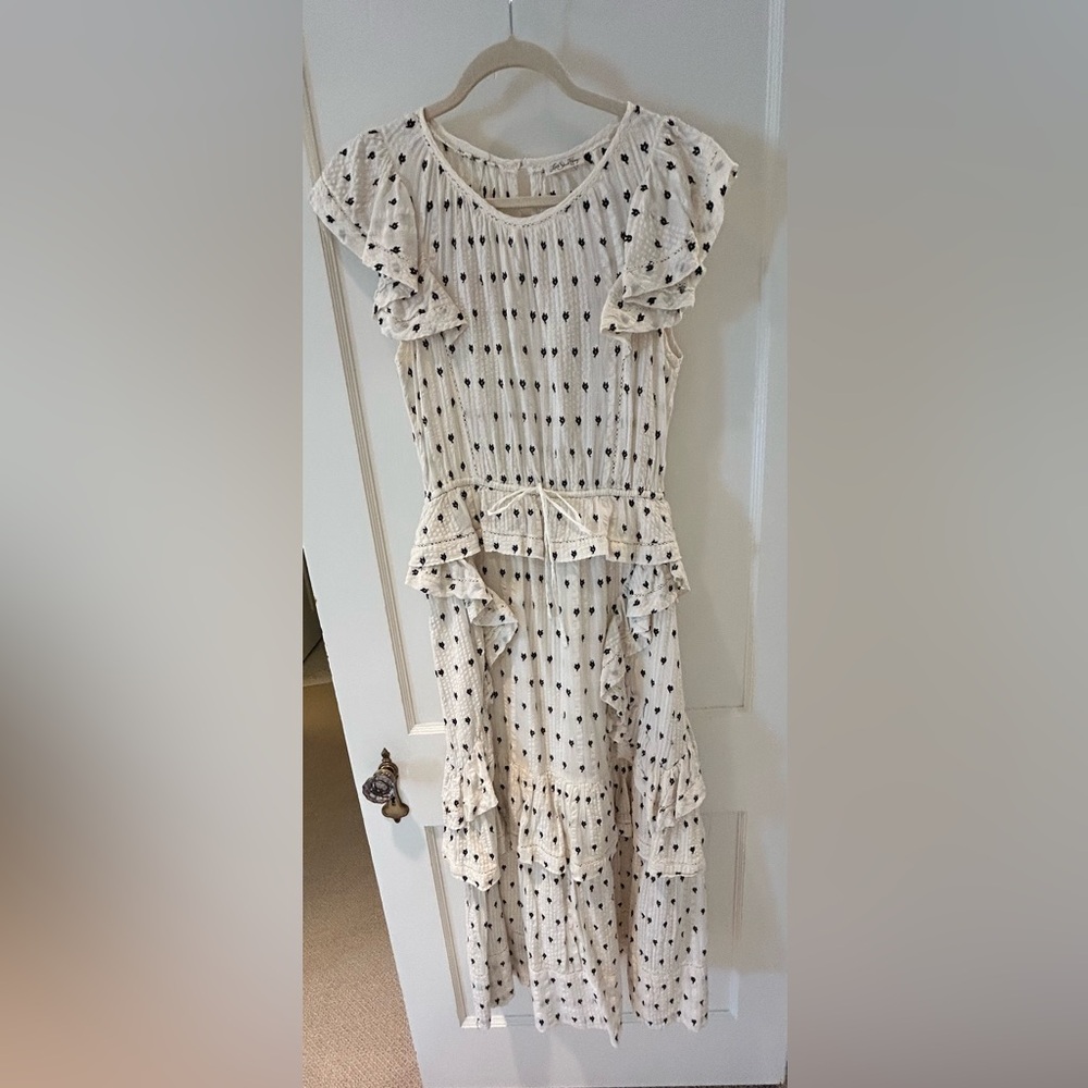 LoveShackFancy White and navy Sundress with Flutter Sleeves